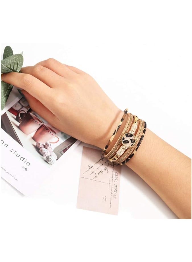 Goolsky 1pc Boho Chic Leopard Print Wide Cuff Bangle Bracelet with Rhinestone Accents - Vintage Style Faux Leather Wrap Bangle for Women, Comfortable Bohemian Jewelry for Daily & Party Occasions - Autumn Season Accessory - Image 4