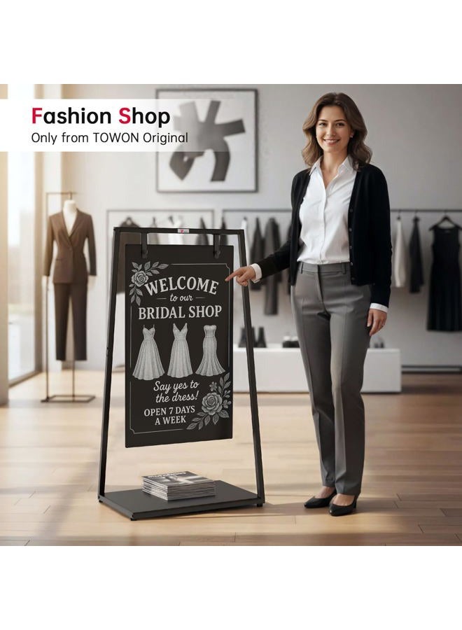 TOWON Z-Shaped Chalkboard Sign, 21''Wx43.5''H Weatherproof Chalkboard Double-Sided, Indoor/Outdoor Swinging Board, Heavy-Duty Sandwich Board with Metal Clip for Café, Sidewalk, Florist, Wedding Events - Image 2