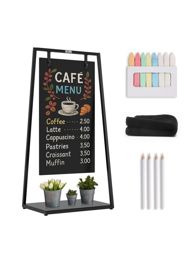 TOWON Z-Shaped Chalkboard Sign, 21''Wx43.5''H Weatherproof Chalkboard Double-Sided, Indoor/Outdoor Swinging Board, Heavy-Duty Sandwich Board with Metal Clip for Café, Sidewalk, Florist, Wedding Events - Image 1