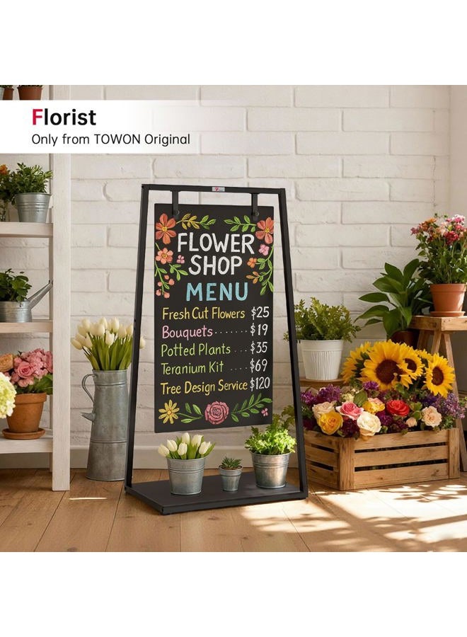 TOWON Z-Shaped Chalkboard Sign, 21''Wx43.5''H Weatherproof Chalkboard Double-Sided, Indoor/Outdoor Swinging Board, Heavy-Duty Sandwich Board with Metal Clip for Café, Sidewalk, Florist, Wedding Events - Image 5