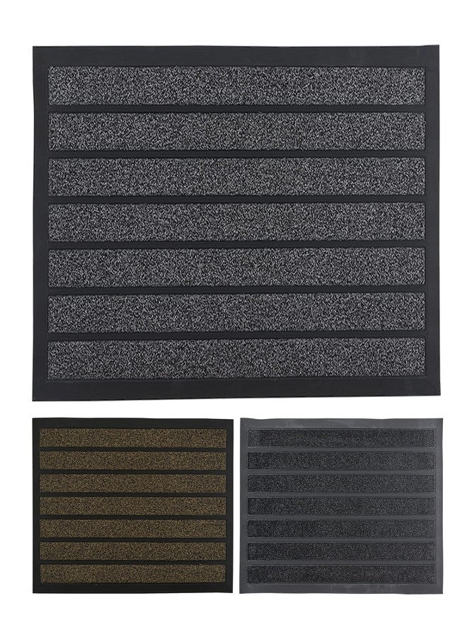 Superio Non-Slip Welcome Doormat for Entry, Indoor Outdoor, Heavy Duty, Waterproof, Easy Clean, Low-Profile Mats for Entry, Garage, Patio, High Traffic Areas, Grey Striped Coir, 18"x30" - Image 1
