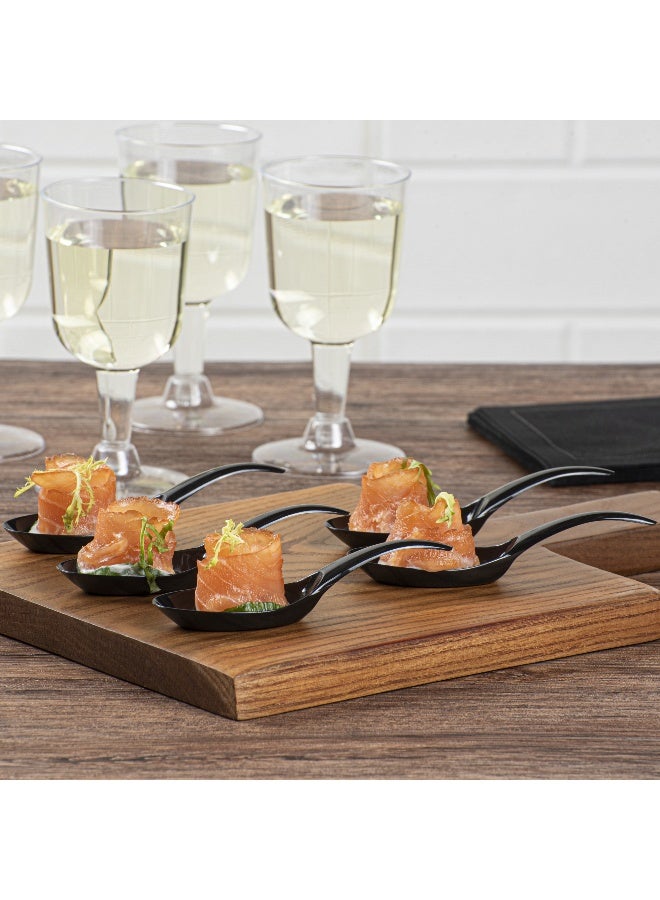 Restaurantware ملاعق مقبلات بطول 5 بوصات، 100 ملعقة هورس دوفر - قابلة للتصرف، لتقديم العينات، والمقبلات، والوجبات الخفيفة، أو الحلويات، ملاعق بلاستيكية سوداء، للمناسبات أو خدمات الطعام - Image 3