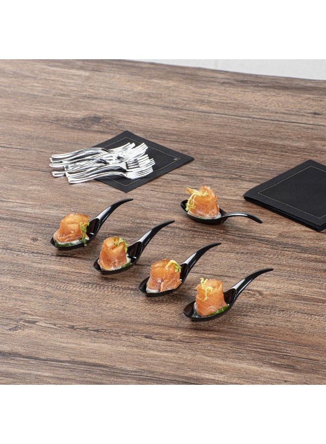 Restaurantware ملاعق مقبلات بطول 5 بوصات، 100 ملعقة هورس دوفر - قابلة للتصرف، لتقديم العينات، والمقبلات، والوجبات الخفيفة، أو الحلويات، ملاعق بلاستيكية سوداء، للمناسبات أو خدمات الطعام - Image 4