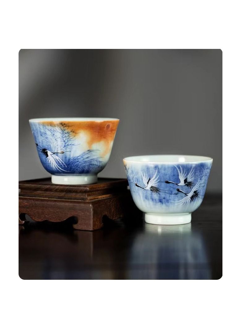1-Set Chinese Old Porcelain Blue and White Bowl Tea Set,Chinese Tea Bowl with Cover Tray and Cups,Chinese Traditional Handicraft Ceramic Tea Set - Image 4