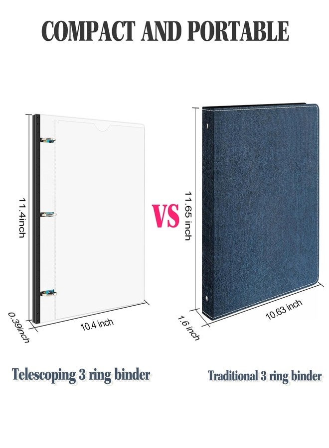 INFUN 1 Inch Telescoping 3 Ring Binder - 4PCS-White, Flexible Binders with Customizable Front Cover and Clear Catalog Pocket, 1Inch Rings, 225 Sheet Capacity - Image 3