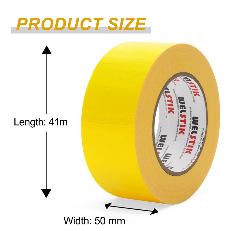 WELSTIK Professional Grade Duct Tape, Waterproof Duct Cloth Fabric,Colored Gaffer Tape for Repairs, DIY, Crafts, Indoor Outdoor Use,50mm X 41M, 7.5 Mil Thick,Yellow - Image 2