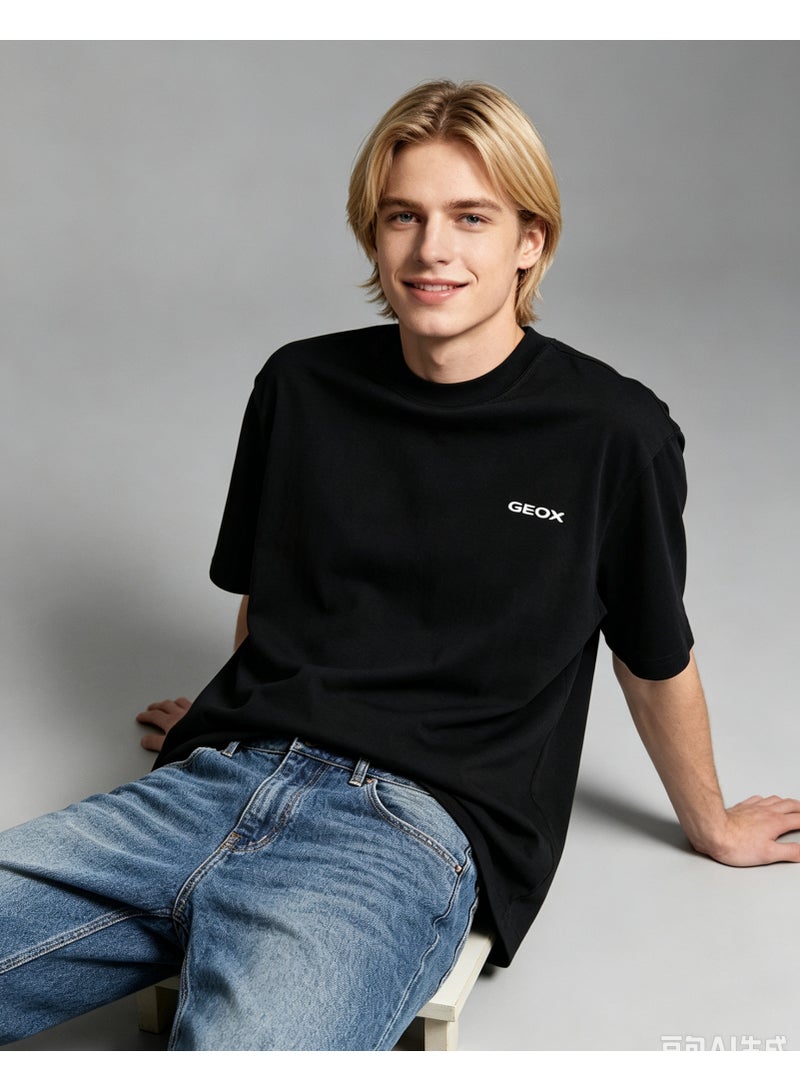GEOX Unisex Crew Neck Short Sleeve T‑Shirt, Modern Urban Everyday Top For Men Women, Black - Image 1