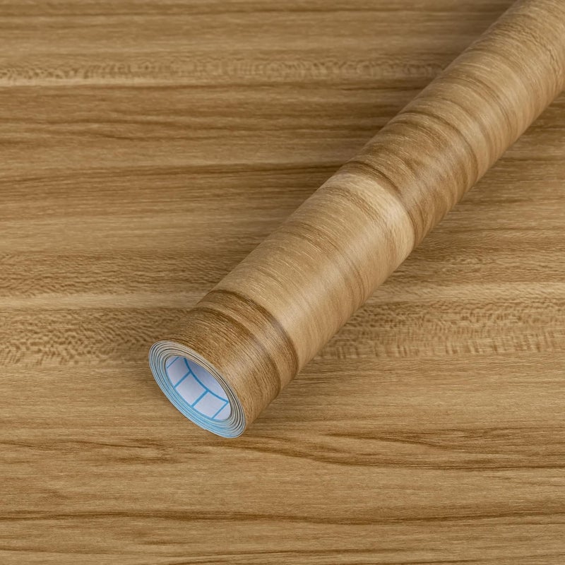 Decoroom Wood Grain Contact Paper Peel and Stick Wallpaper Brown Faux Wooden Look Vinyl Wrap Self Adhesive Removable Wall Cover Butcher Block for Countertops Cabinets Furniture Decor 17.7" x 118" - Image 1