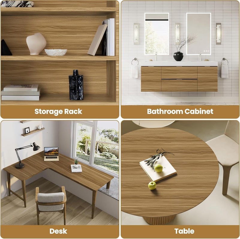 Decoroom Wood Grain Contact Paper Peel and Stick Wallpaper Brown Faux Wooden Look Vinyl Wrap Self Adhesive Removable Wall Cover Butcher Block for Countertops Cabinets Furniture Decor 17.7" x 118" - Image 5