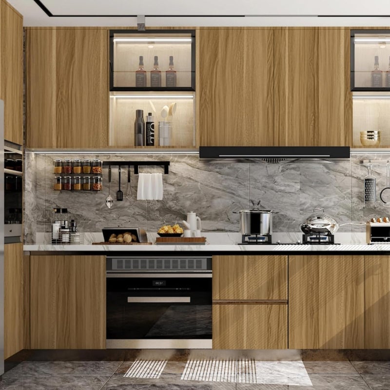 Decoroom Wood Grain Contact Paper Peel and Stick Wallpaper Brown Faux Wooden Look Vinyl Wrap Self Adhesive Removable Wall Cover Butcher Block for Countertops Cabinets Furniture Decor 17.7" x 118" - Image 2