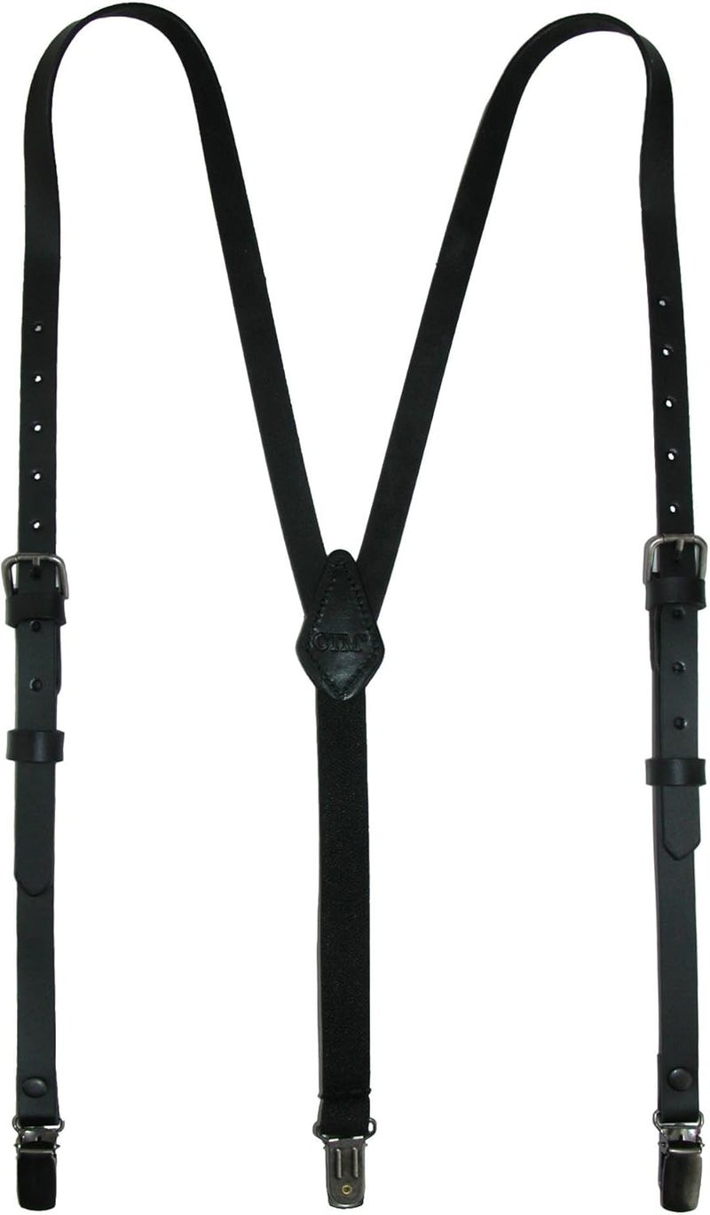 CTM Women's Coated Leather 1/2 Inch Clip-End Suspenders - Image 1
