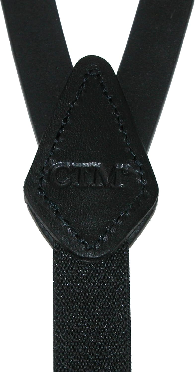 CTM Women's Coated Leather 1/2 Inch Clip-End Suspenders - Image 2