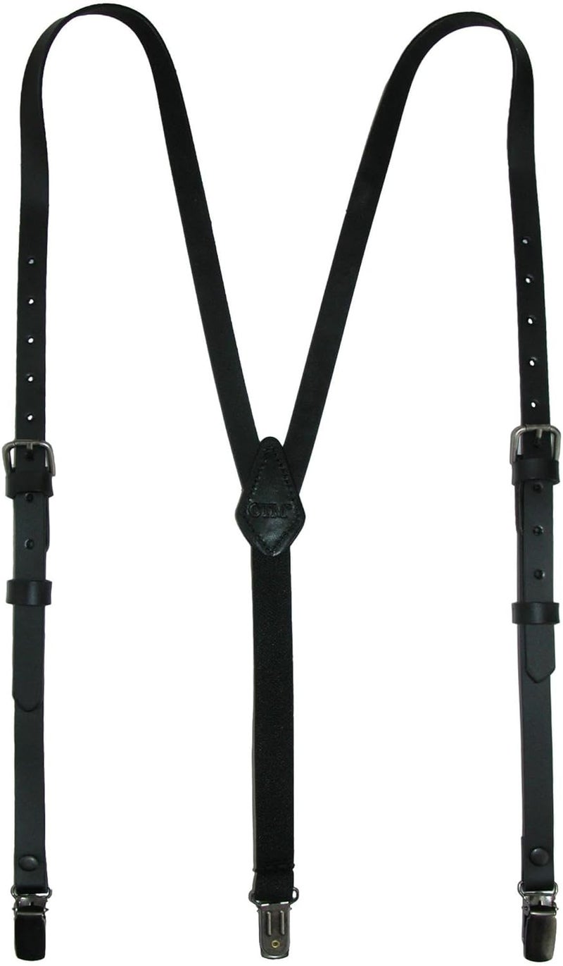 CTM Women's Coated Leather 1/2 Inch Clip-End Suspenders - Image 3