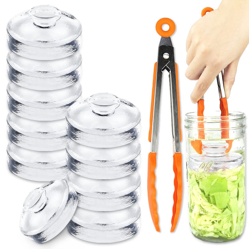 Artcome 10Pack Glass Fermentation Weights with Easy Grip Handle and Unique Texture Design for Large Wide Mouth Mason Jars