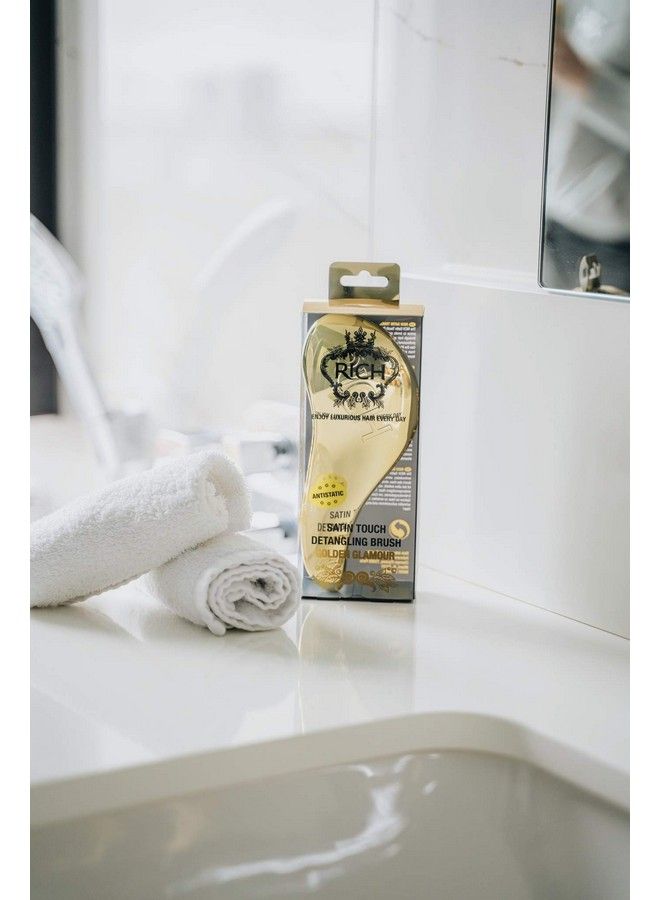 RICH Hair Care Golden Glamour Satin Touch Detangling Brush For All Hair Types Keeps Hair Smooth Antistatic Reduces Frizz For Dry & Wet Hair Travel Size - Image 3