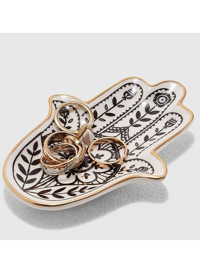 IAF Jewelry Dish Trinket Dish Ring Dish Ceramic Hamsa Evil Eye Hand of Fatima Holder Key Ashtary Trinket Plate Bowl Small Boho Home Decorative Cute Decor Jewelry Tray Dish Gift Mom Brithday - Image 1