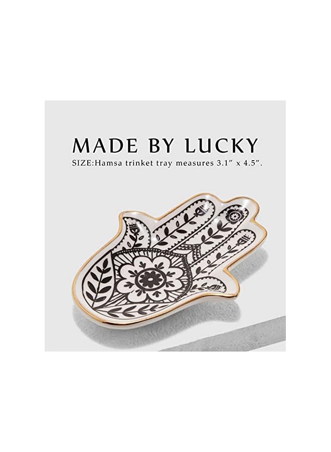 IAF Jewelry Dish Trinket Dish Ring Dish Ceramic Hamsa Evil Eye Hand of Fatima Holder Key Ashtary Trinket Plate Bowl Small Boho Home Decorative Cute Decor Jewelry Tray Dish Gift Mom Brithday - Image 3