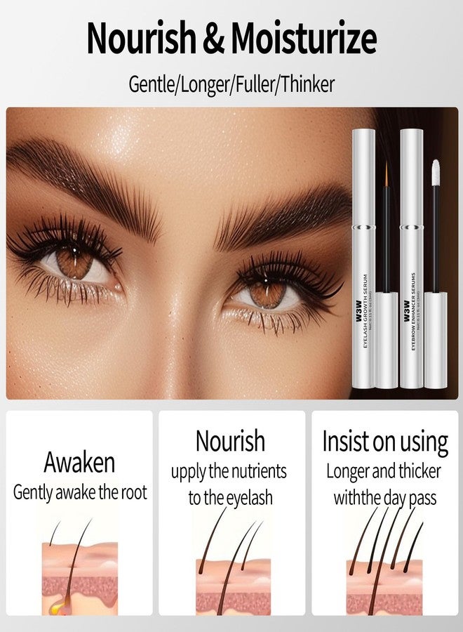 W3W Eyelash and Eyebrow Growth Serum Set W3W Nourishing Lash & Brow Serum Pack for Longer & Thicker Lash Enhancing With Natural Formula Vegan & Cruelty-Free Gentle Plant Ingredients No Irritating - Image 2
