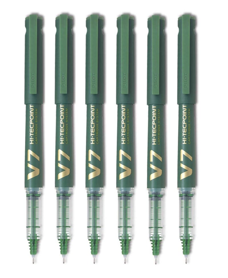 V7 Hi-Tecpoint Cartridge System Rollerball Pen Medium Point - (Green 6)
