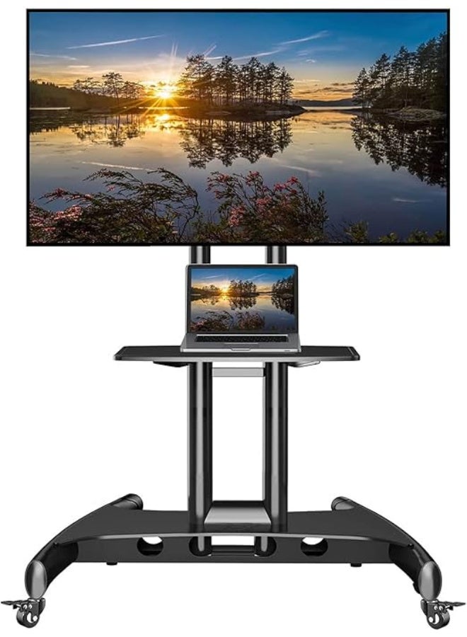 Mobile TV Cart Stand with Wheels – Adjustable for 32 to 65 Inch Screens – Heavy-Duty Flat Panel Mount - Image 1