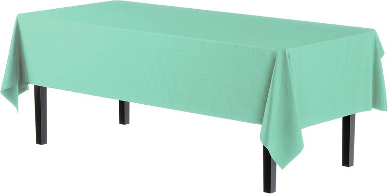 Exquisite 6-Pack Premium Plastic Tablecloth 54in. x 108in. Rectangle - Mint - Image 2