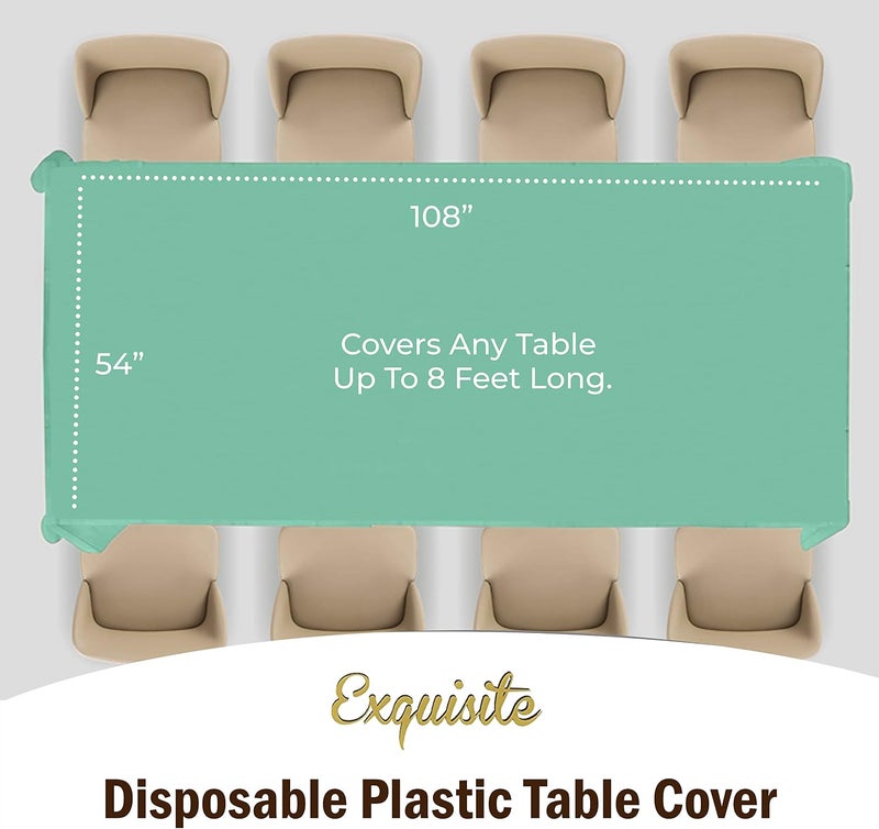 Exquisite 6-Pack Premium Plastic Tablecloth 54in. x 108in. Rectangle - Mint - Image 4