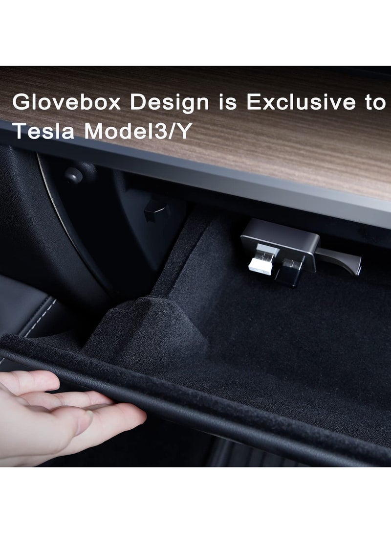 SYOSI Glove Box USB Hub for Tesla Model 3 & Model Y 2022 2023, 3-in-1 Dash Cam Flash Drive Docking Station, Ideal for Charging, Data Transfer, Games, Music, Model Y and 3 Accessories  - Image 2