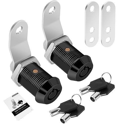 Cylinnda 2 Pack Cabinet Lock with Keys 78 RV Storage Locks Keyed Alike RV Locks for Storage Door Camper Cabinet Door Toolbox Lock Mailbox RV Cam Locks with Manual Black 2 Pack 78 Inch - Image 1