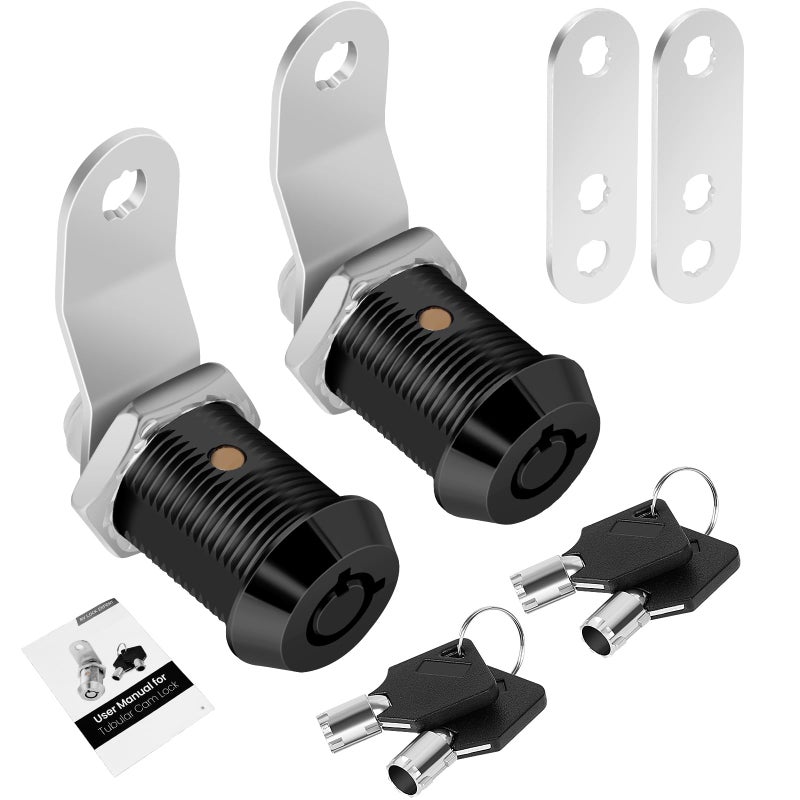 Cylinnda 2 Pack Cabinet Lock with Keys 78 RV Storage Locks Keyed Alike RV Locks for Storage Door Camper Cabinet Door Toolbox Lock Mailbox RV Cam Locks with Manual Black 2 Pack 78 Inch - Image 3