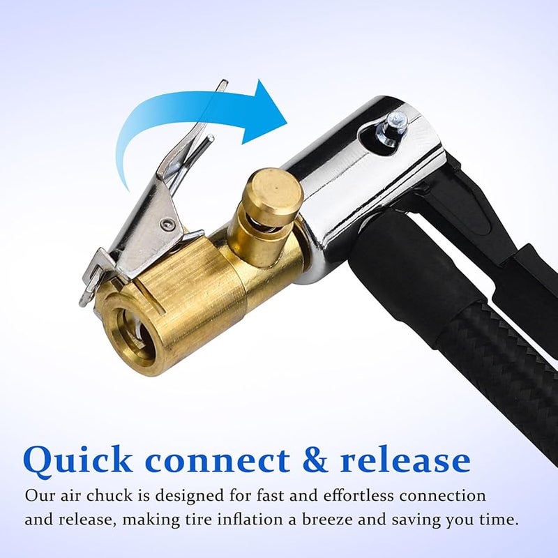 2Pcs Heavy Duty Copper Quick Connect Air Chuck with Release Button for Accurate Tire Inflation - Image 4
