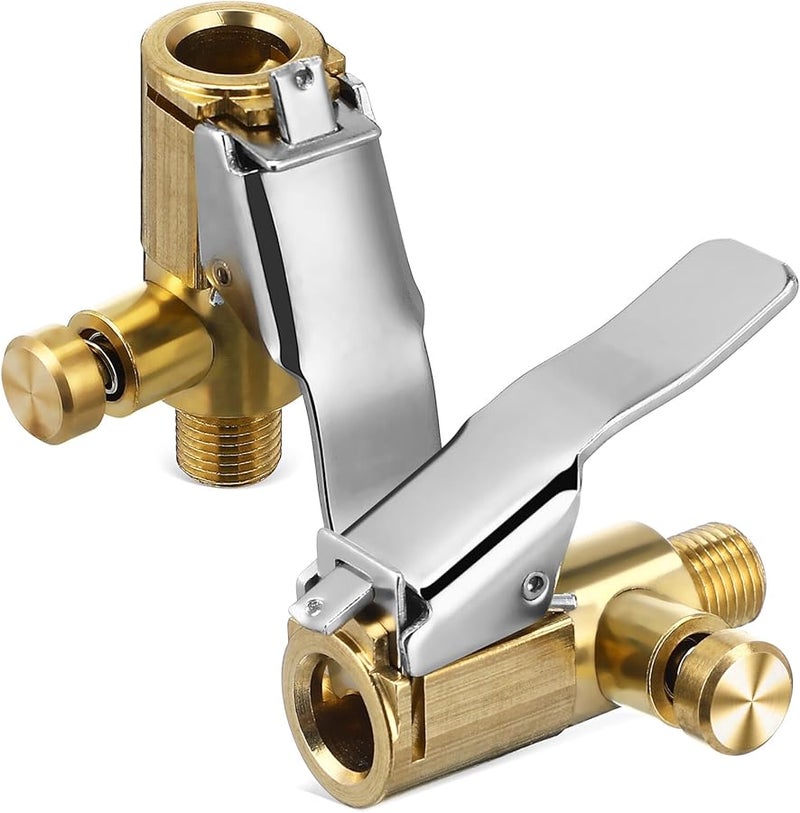 2Pcs Heavy Duty Copper Quick Connect Air Chuck with Release Button for Accurate Tire Inflation - Image 2