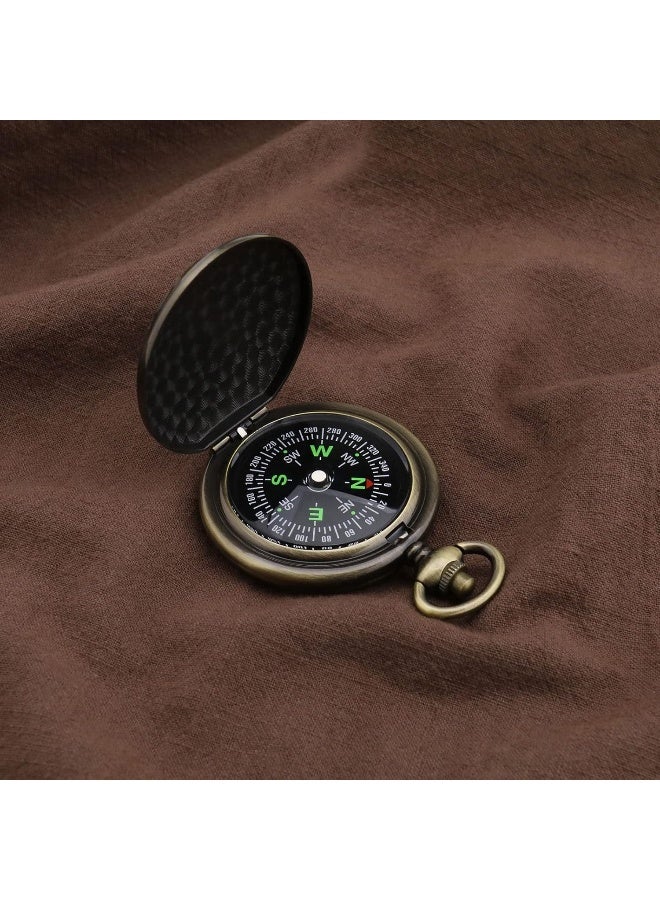 Create idea Retro Portable Compass Camping Survival Compass Metal Pocket Compass Kids Compass for Hiking Camping Hunting Outdoor Military Navigation Tool  - Image 4