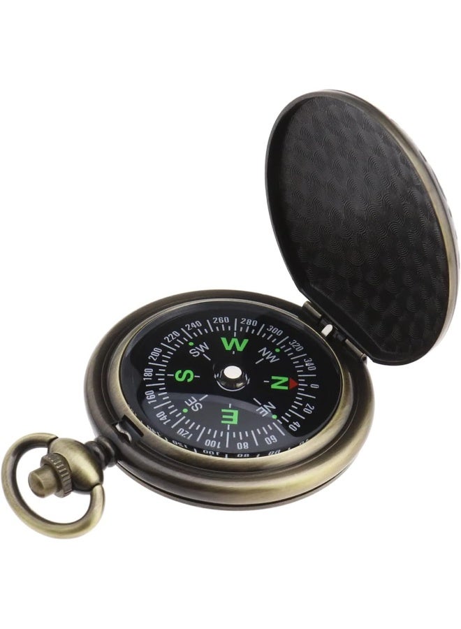 Create idea Retro Portable Compass Camping Survival Compass Metal Pocket Compass Kids Compass for Hiking Camping Hunting Outdoor Military Navigation Tool  - Image 5