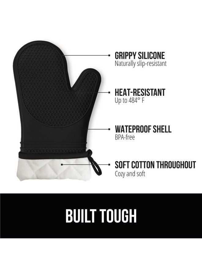 Gorilla Grip GORILLA GRIP Heat Resistant Durable Silicone Oven Mitts, BPA-Free Protective Grilling Potholders, Soft Cotton Lining, Flexible Waterproof Cooking Mitt Set, Kitchen Home Essentials, 12.5x8.3, Black  - Image 2
