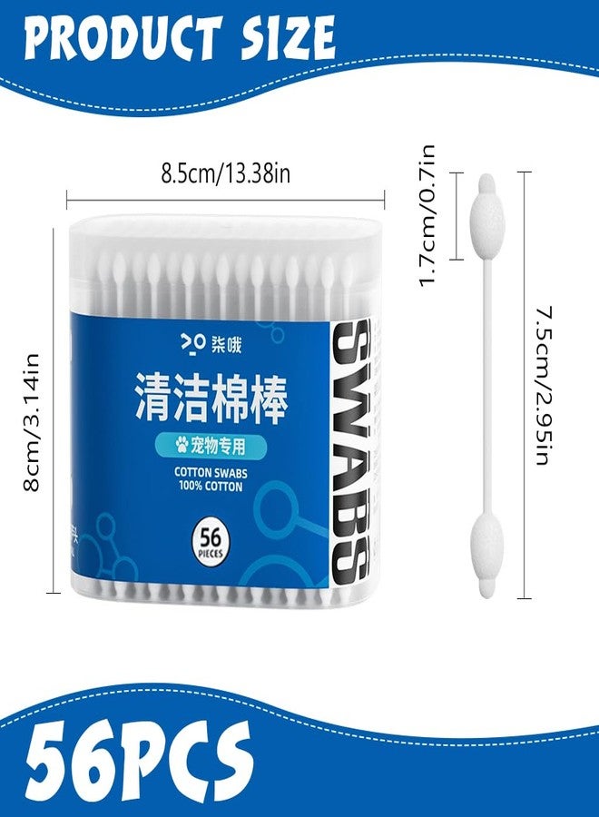 Qpets® Pet Ear Cleaning Buds, 7.5 CM Cotton Buds for Dog Cat Ear Cleaning, 3s Quickly Absorbs Stains Dual Gourd Head Cotton Swabs Anti-Mis-Poking Design (56 PCS) - Image 2