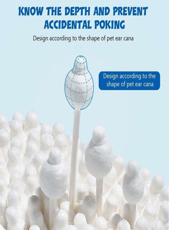 Qpets® Pet Ear Cleaning Buds, 7.5 CM Cotton Buds for Dog Cat Ear Cleaning, 3s Quickly Absorbs Stains Dual Gourd Head Cotton Swabs Anti-Mis-Poking Design (56 PCS) - Image 3