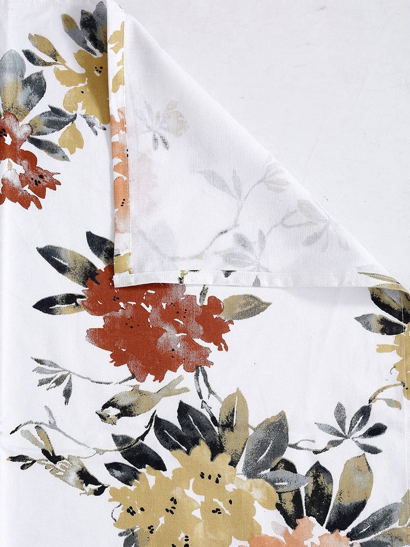 Swayam Swayam Ananda Collection Premium Cotton 200 TC Floral Print Cotton Double Bed Sheet with 2 Pillow Cover - Yellow,White  - Image 4