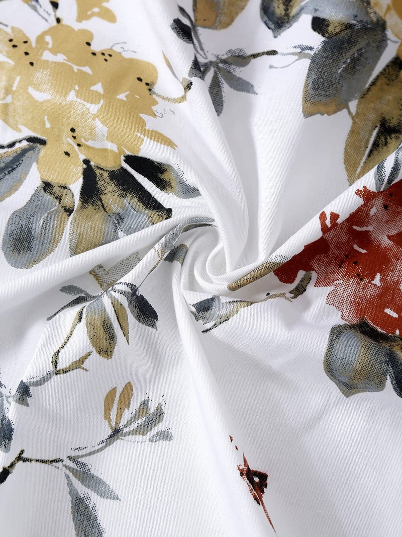 Swayam Swayam Ananda Collection Premium Cotton 200 TC Floral Print Cotton Double Bed Sheet with 2 Pillow Cover - Yellow,White  - Image 3