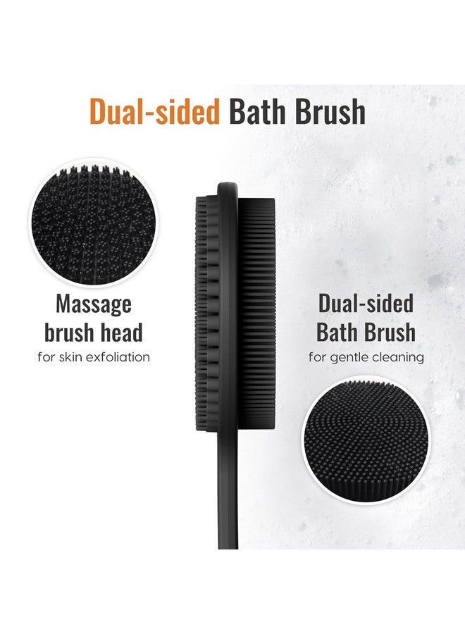 FLUZOV Soft Silicone Back Scrubber Shower Bath Body Brush with Long Handle, BPA-Free, Hypoallergenic, Eco-Friendly - Image 3