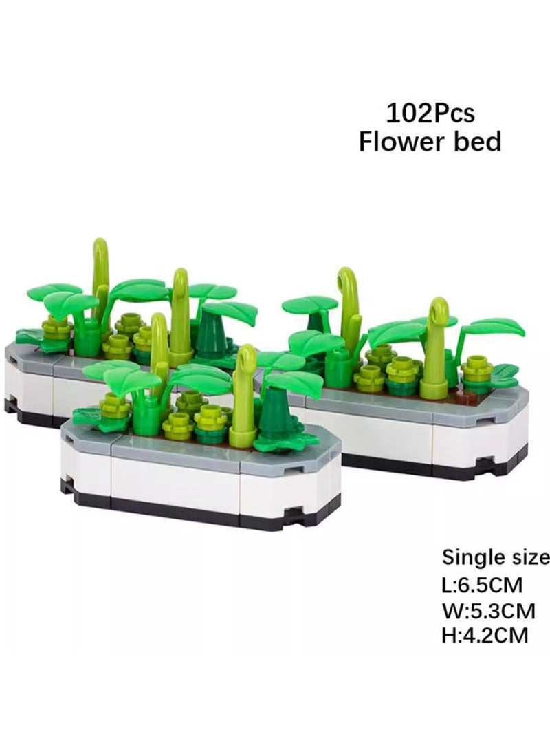 Creative Children's City Family Series Small Particle Puzzle Building Block Toys(3 Flower Beds 102 Pcs)  - Image 2
