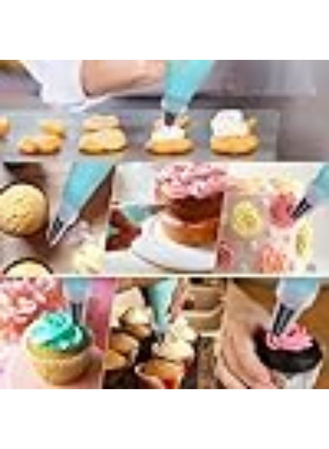 مجموعة أكياس وأطراف تزيين قابلة لإعادة الاستخدام، أدوات تزيين الكيك مع أكياس تزيين المعجنات، أطراف أكياس التزيين، قارنات وأربطة أكياس التزيين للكعك والكب كيك - Image 2