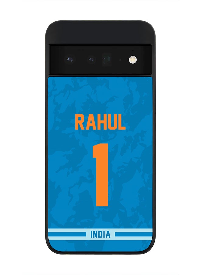 Stylizedd Rugged Black Edge Case for Google Pixel 6 Pro 5G, Slim fit Soft Case Flexible Rubber Edges Thin Cover - Player Name - KL Rahul, Jersey Number- 1  - Image 1