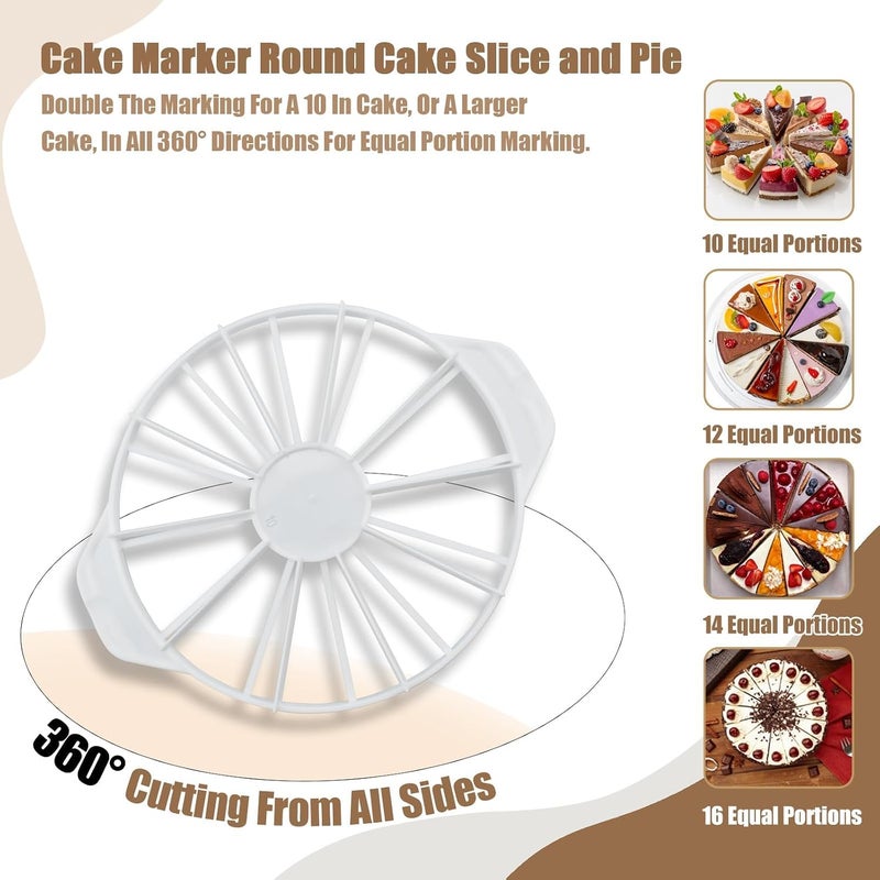 KASTWAVE 2 Pcs Cake Portion Marker Divider, Round Cake Slicer with Double Sided Handles for 10/12 & 14/16 Even Slices, Baking Tool for Cakes, Cheesecakes, Pastries, Mousse - Image 2