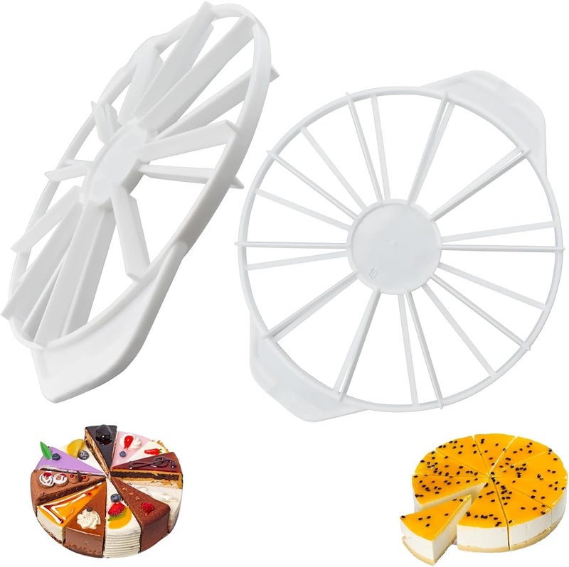 KASTWAVE 2 Pcs Cake Portion Marker Divider, Round Cake Slicer with Double Sided Handles for 10/12 & 14/16 Even Slices, Baking Tool for Cakes, Cheesecakes, Pastries, Mousse - Image 1