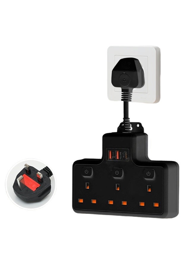 NANAO محول متعدد المقابس، 6 في 1 مقبس تمديد مقبس 3 طرق 3 USB(2 QC3.0,1 PD)، شريط طاقة مقبس جداري، ممدد محول للمنازل والمكاتب - Image 1