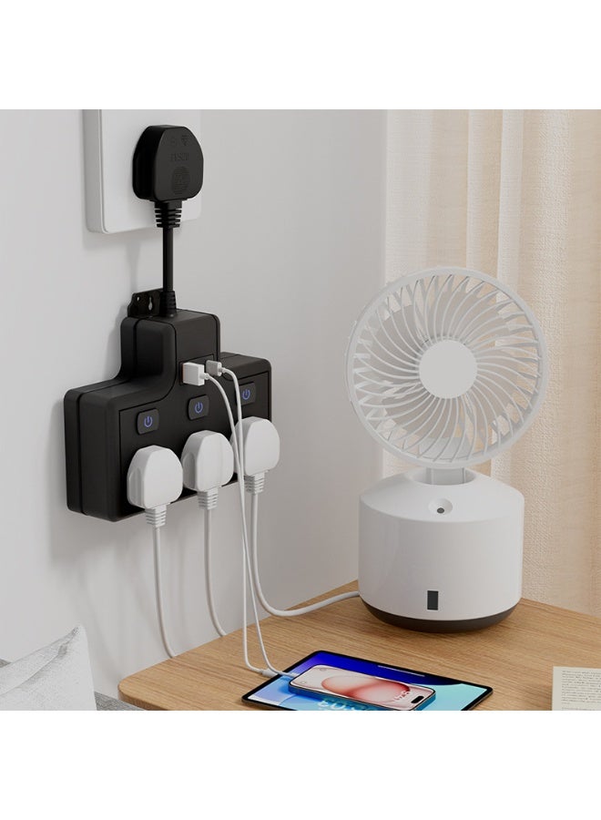 NANAO محول متعدد المقابس، 6 في 1 مقبس تمديد مقبس 3 طرق 3 USB(2 QC3.0,1 PD)، شريط طاقة مقبس جداري، ممدد محول للمنازل والمكاتب - Image 2