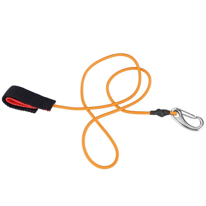 Elastic String Boating Kayak Paddle Safety Rod Leash with Carabiner for Paddling Orange - Image 4