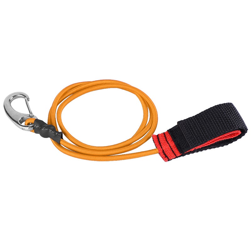 Elastic String Boating Kayak Paddle Safety Rod Leash with Carabiner for Paddling Orange - Image 1
