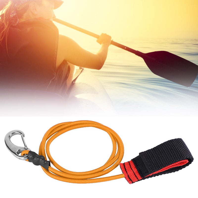 Elastic String Boating Kayak Paddle Safety Rod Leash with Carabiner for Paddling Orange - Image 5