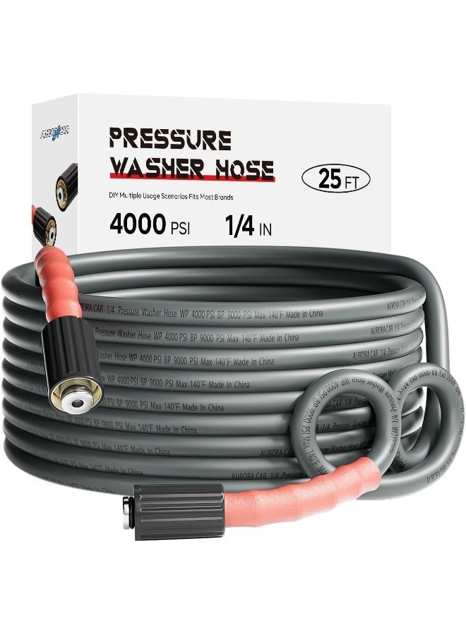 AURORA CAR Super Flexible Pressure Washer Hose 25Ft 1/4"  - Image 1